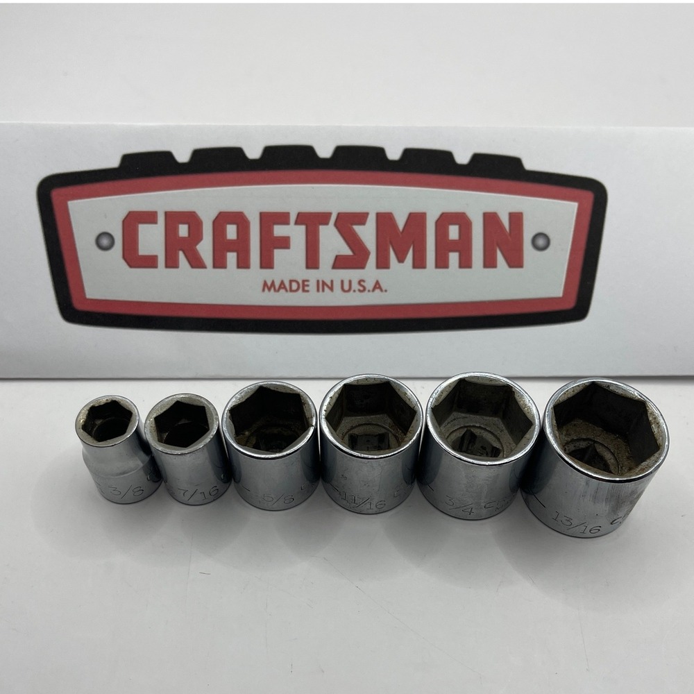 Craftsman 6pc 3/8 Drive SAE 6-Point Shallow Socket Set -V- Series Made in USA